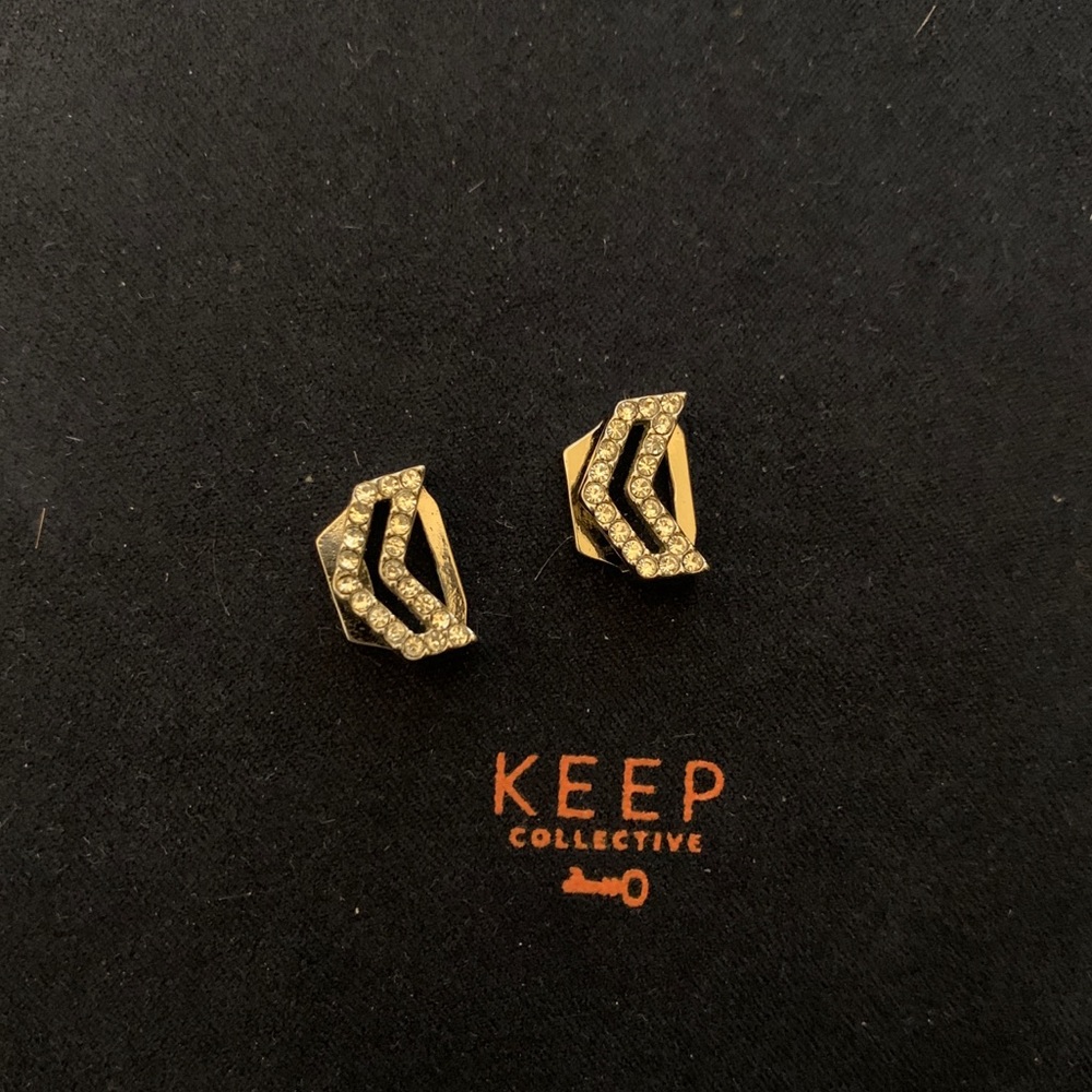 KEEP Collective chevron cut out charms in pave silver (set of 2)